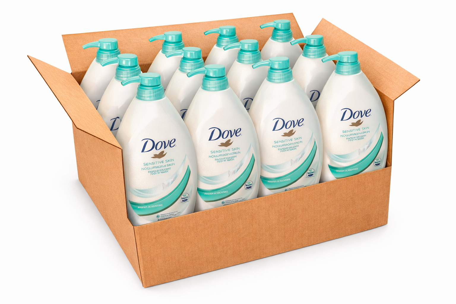 Dove Sensitive Skin Body Wash – 1 Liter (33.8 oz) | Case of 12