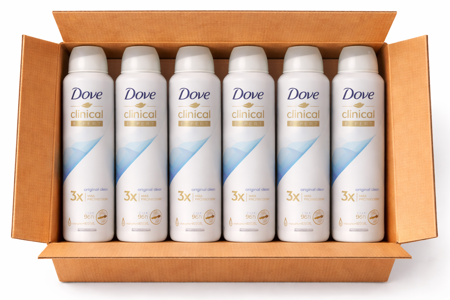 Dove Clinical Expert Original Clean Antiperspirant Deodorant Spray – 96h Protection case of 12