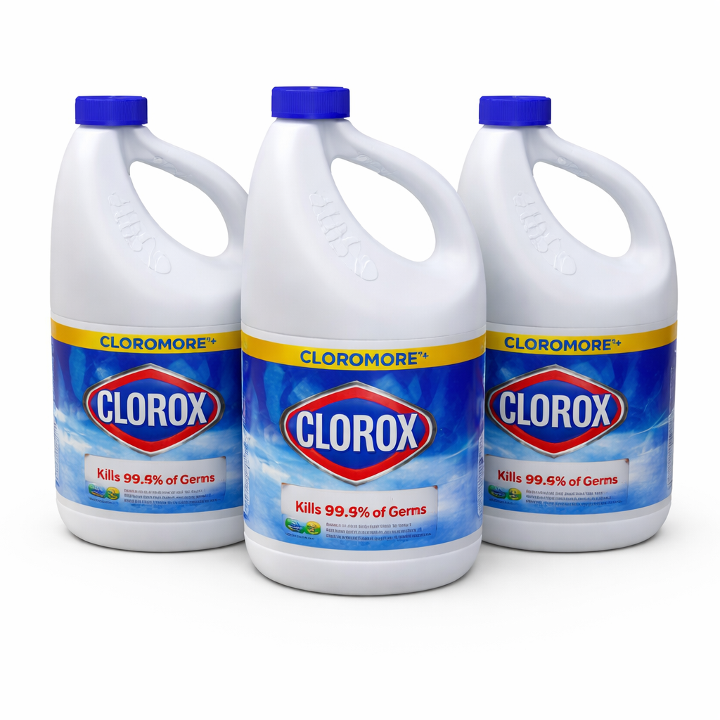 case of 3 Clorox Disinfecting Bleach, Concentrated Regular Formula, 2.4 Liters (81 fl oz)